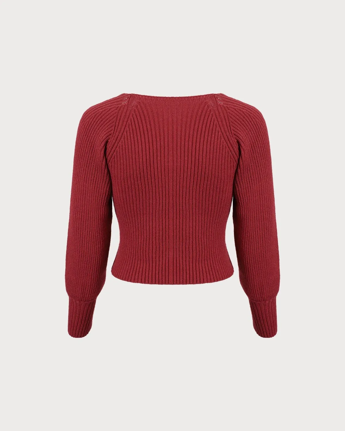 The Red Scoop Neck Lantern Sleeve Sweater