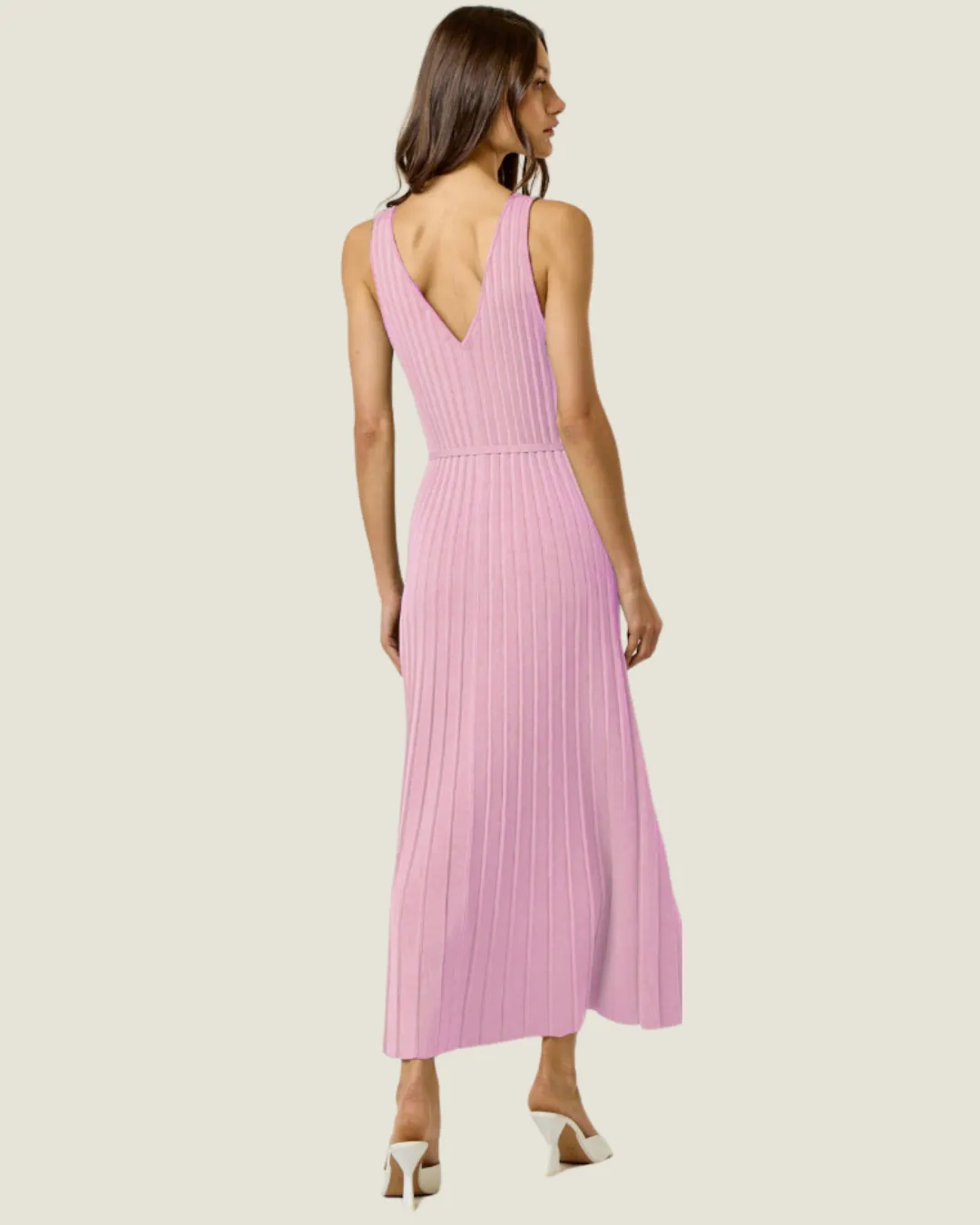 The Susan: Pink V-Neck Sleeveless Dress