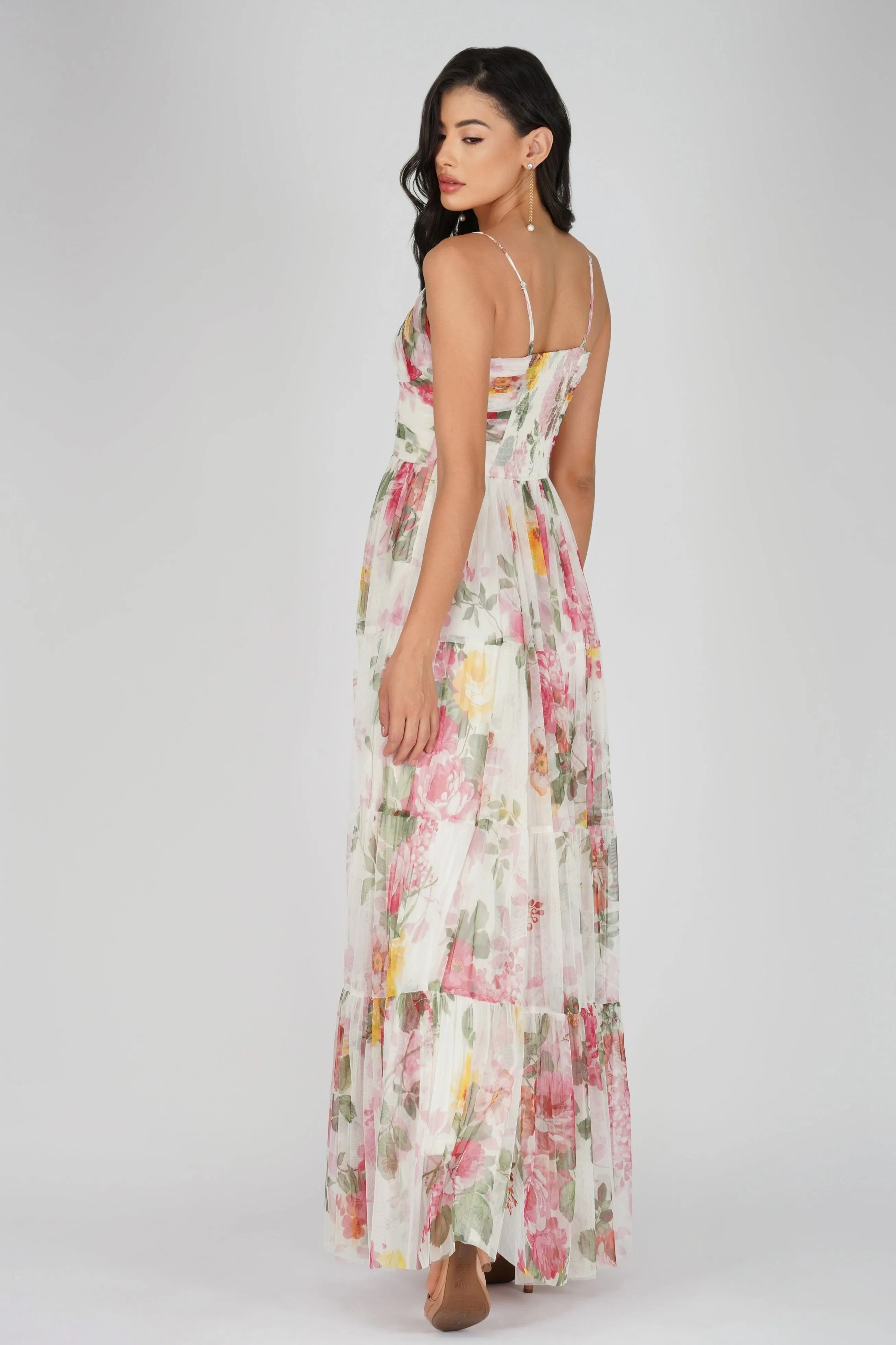 Thea Tulle Floral Maxi Dress