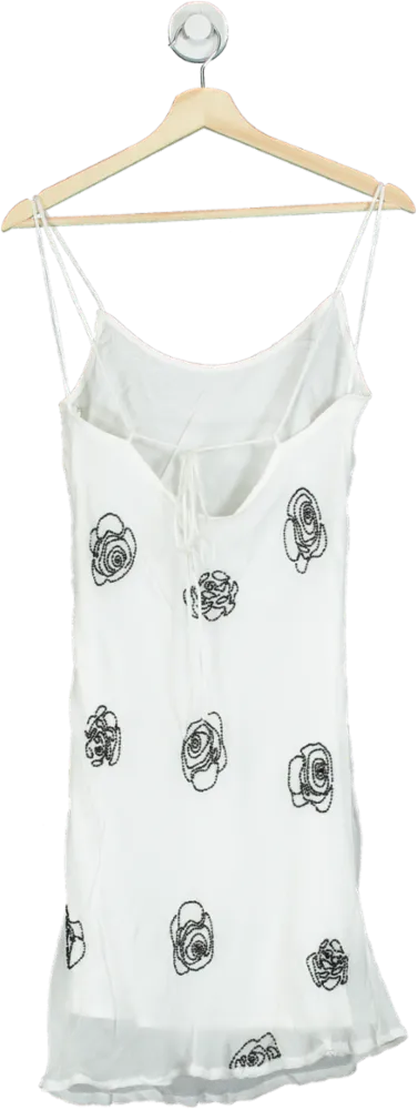 Topshop White Floral Embroidered Slip Dress UK 8