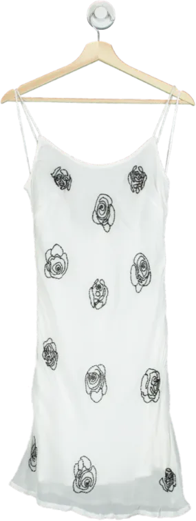 Topshop White Floral Embroidered Slip Dress UK 8