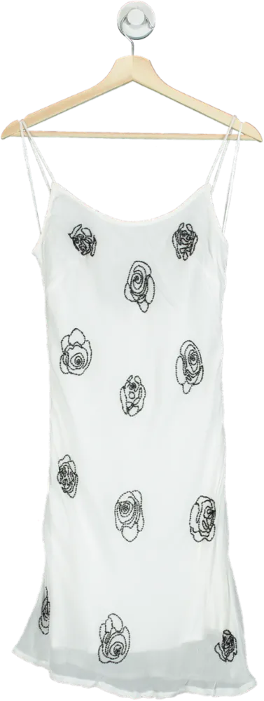 Topshop White Floral Embroidered Slip Dress UK 8