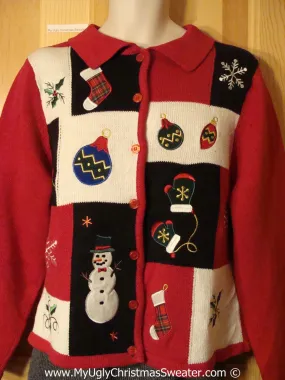 Ugly Christmas Sweater Party Grid Style Decorations  Sweater (f1253)