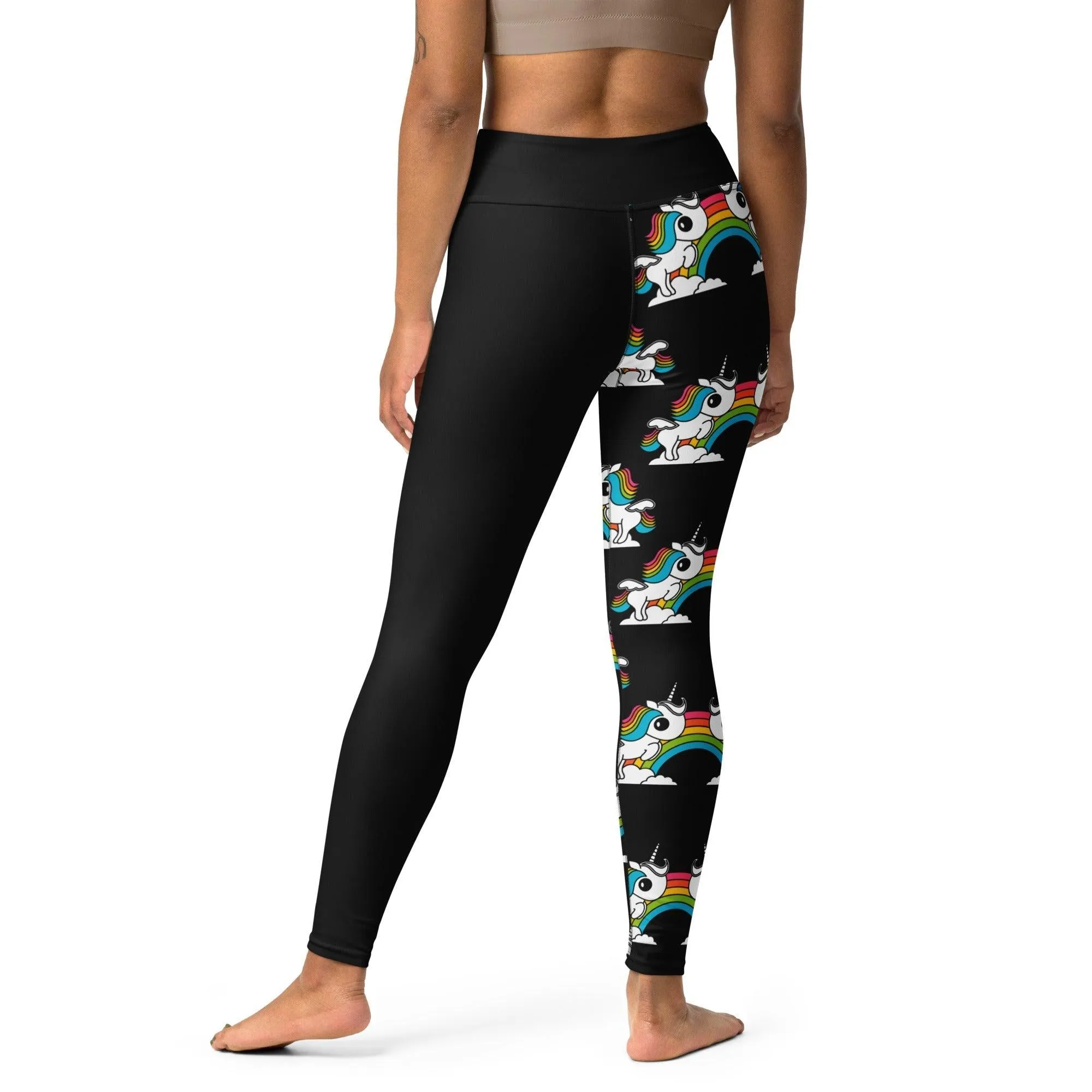 UNIQUE black - Yoga Leggings with unicorns and rainbows