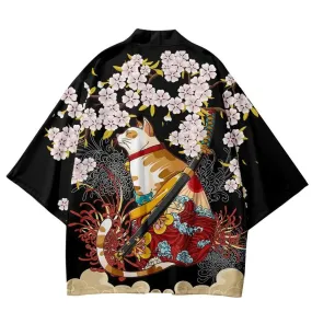 Unisex Harajuku Cat Print Yukata Kimono