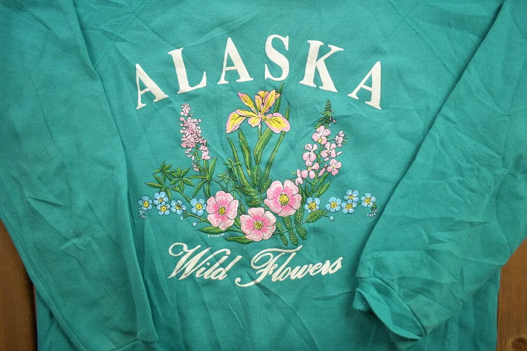 Vintage 1990s Alaska Wild Flowers Crewneck Sweatshirt