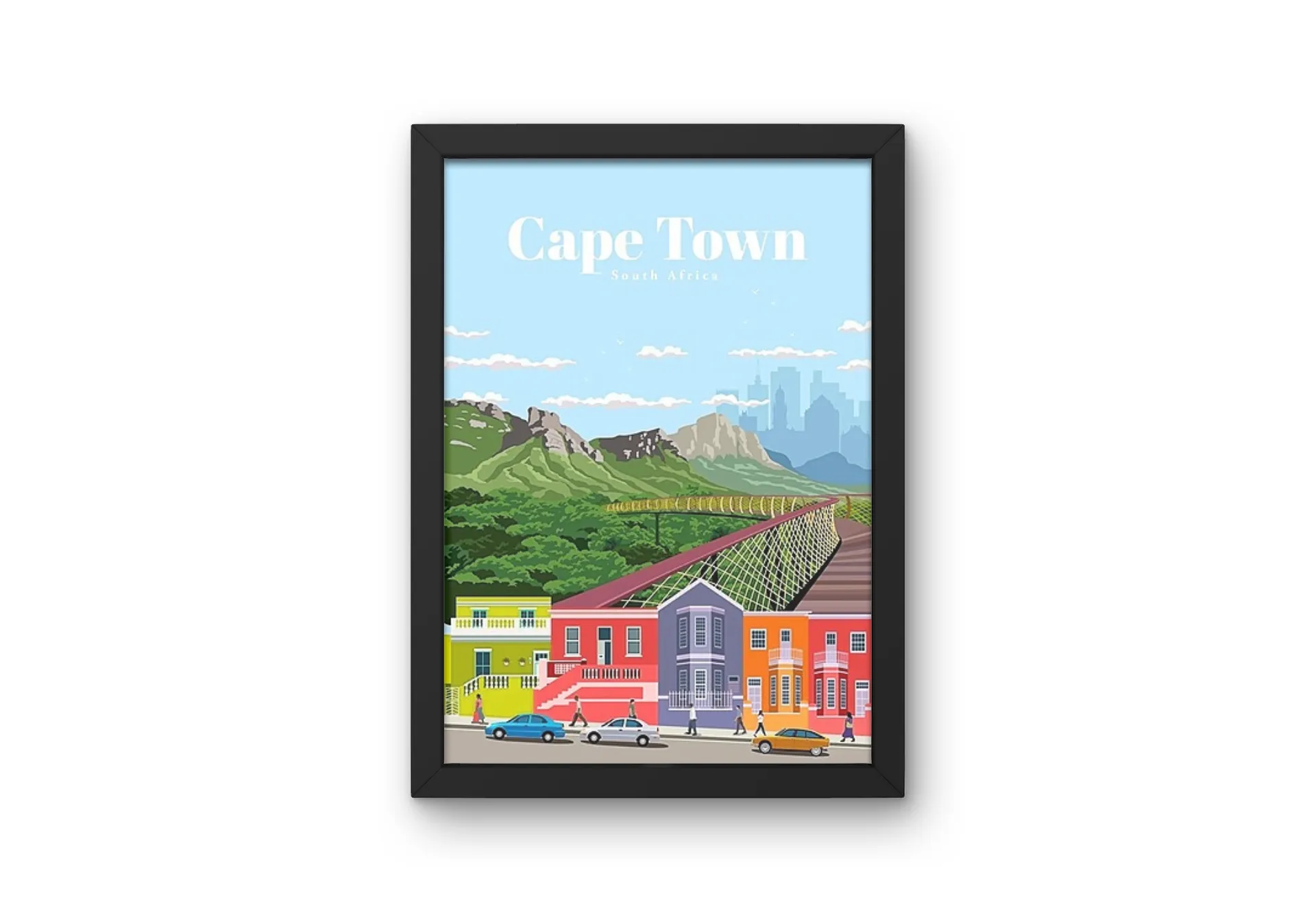 Vintage Cape Town City Poster (Framed Art Print)