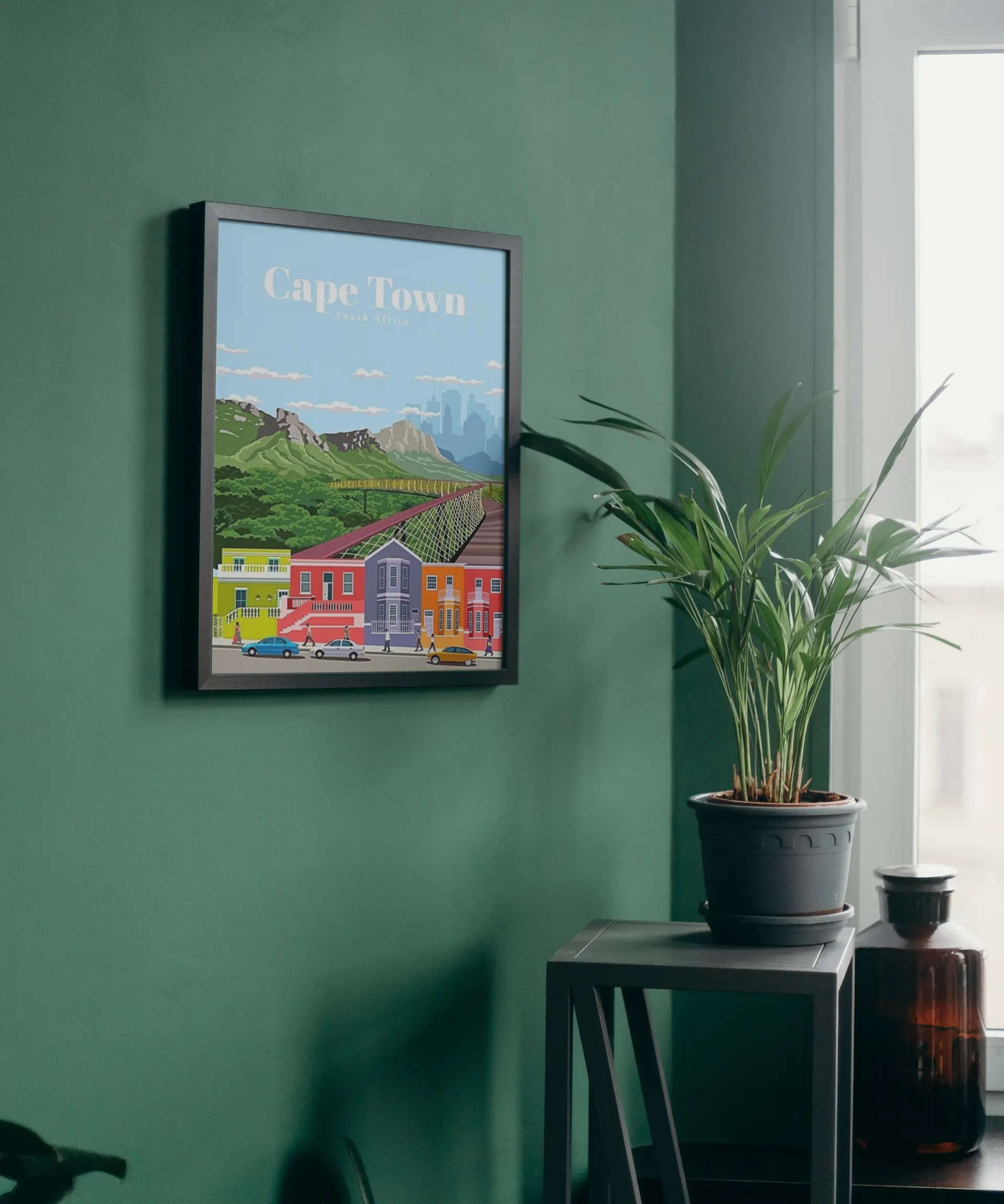 Vintage Cape Town City Poster (Framed Art Print)