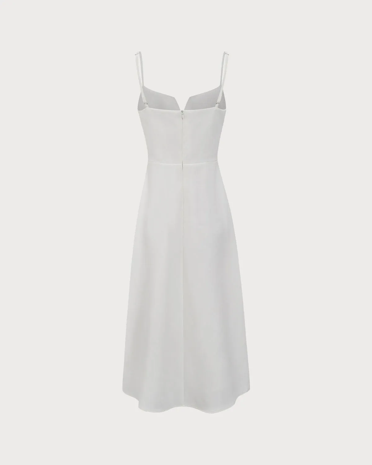 White Bowknot Slip Midi Dress