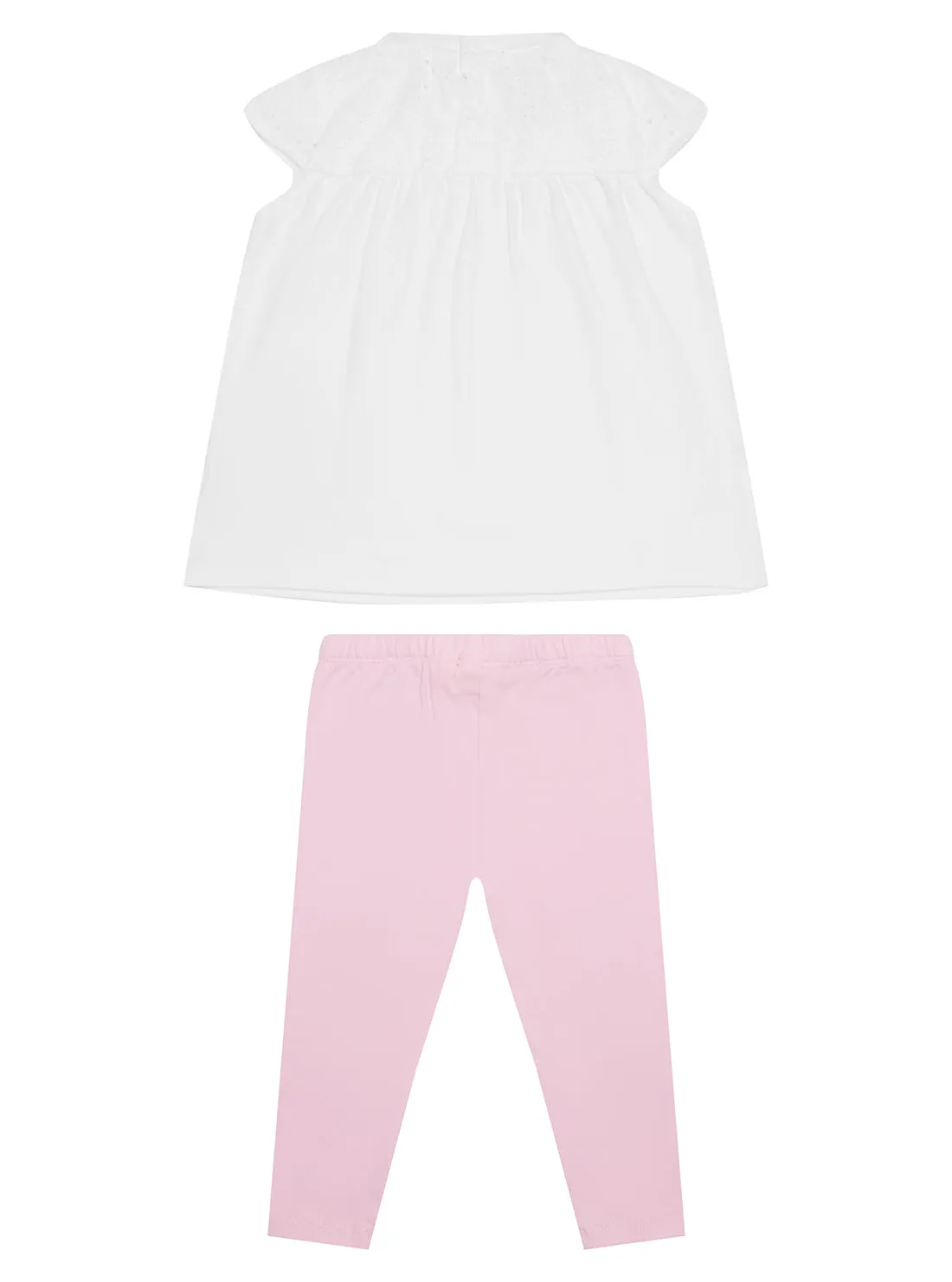 White Pink Short Sleeve and Leggings Set (3-24M)