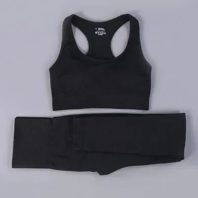 Women - Yoga Set Workout - Sport Bra - Short Crop Top,  High Waist Leggings Set