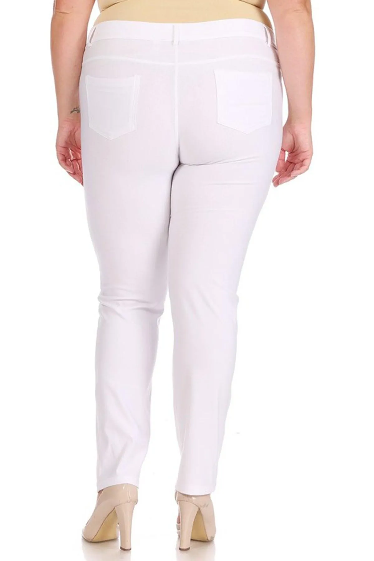 Women's Plus Size Casual Comfy Slim Pocket Jeans with Button