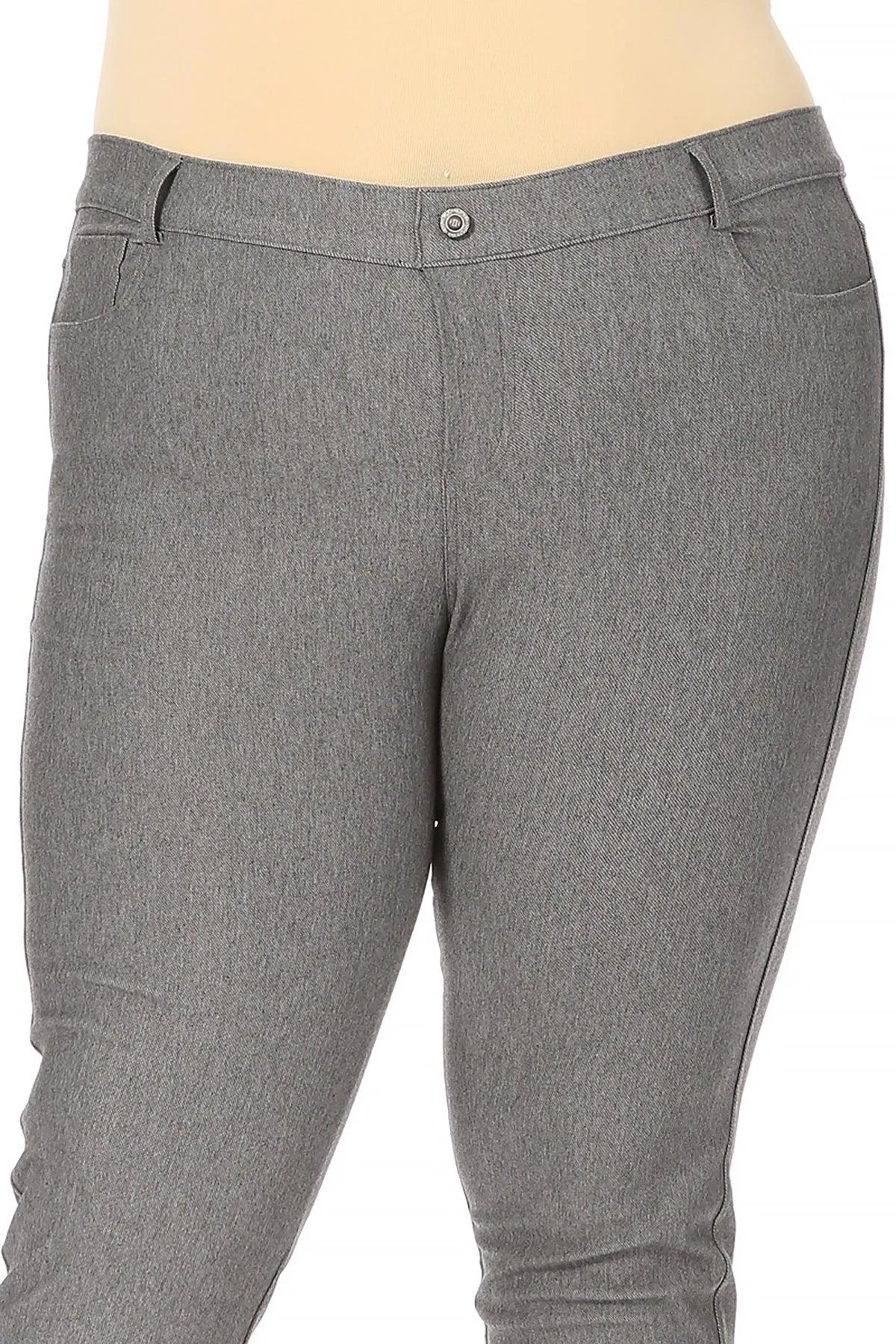 Women's Plus Size Casual Comfy Slim Pocket Jeans with Button