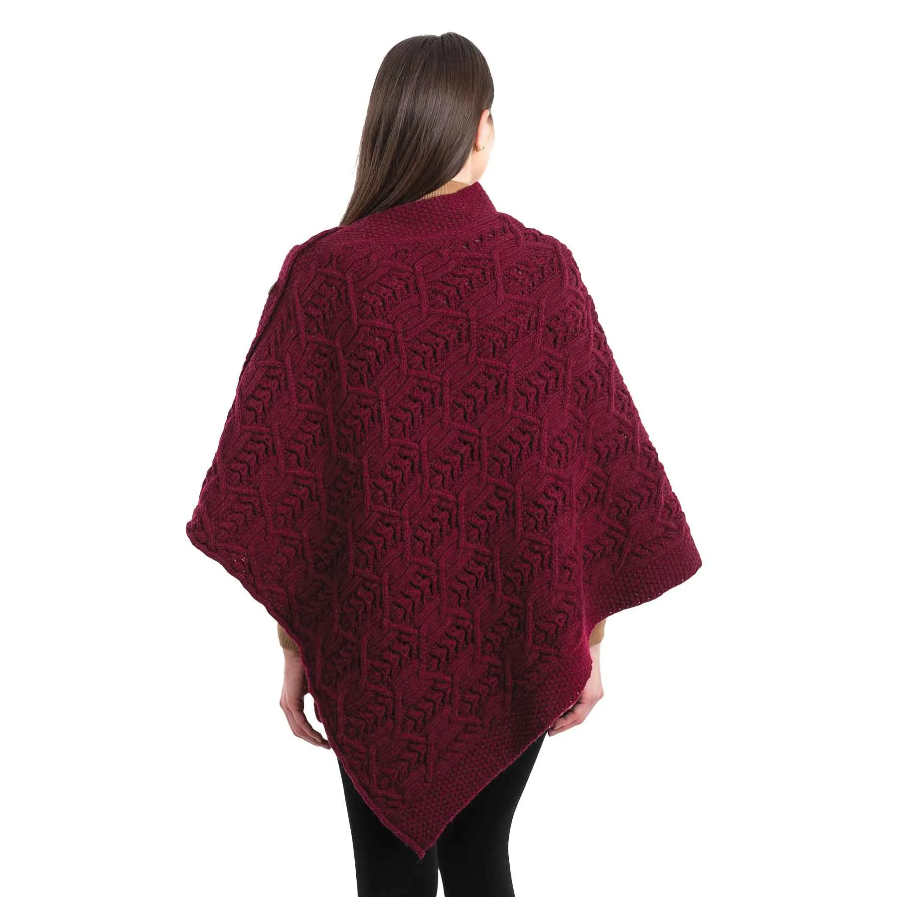 Women's Poncho with Buttons, Wine