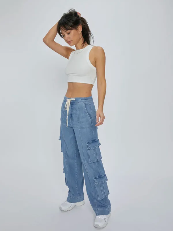 Women’s Relaxed Fit Cargo Pants with Adjustable Waist & Pockets