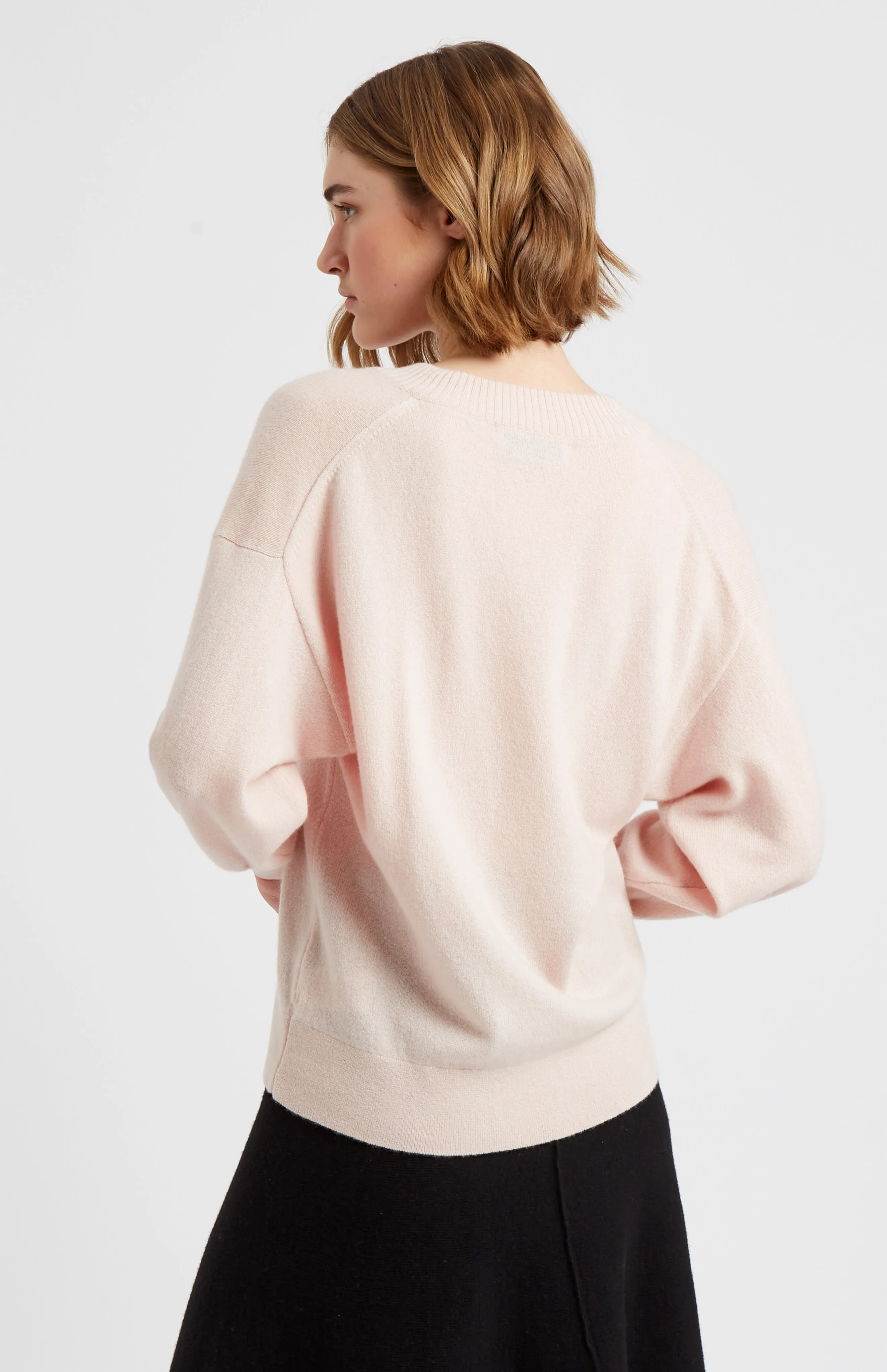 Women's V Neck Cashmere Jumper In Pastel Pink