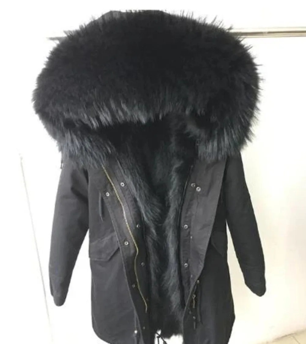 Women's Winter Casual Thick Hooded Long Parka With Raccoon Fur