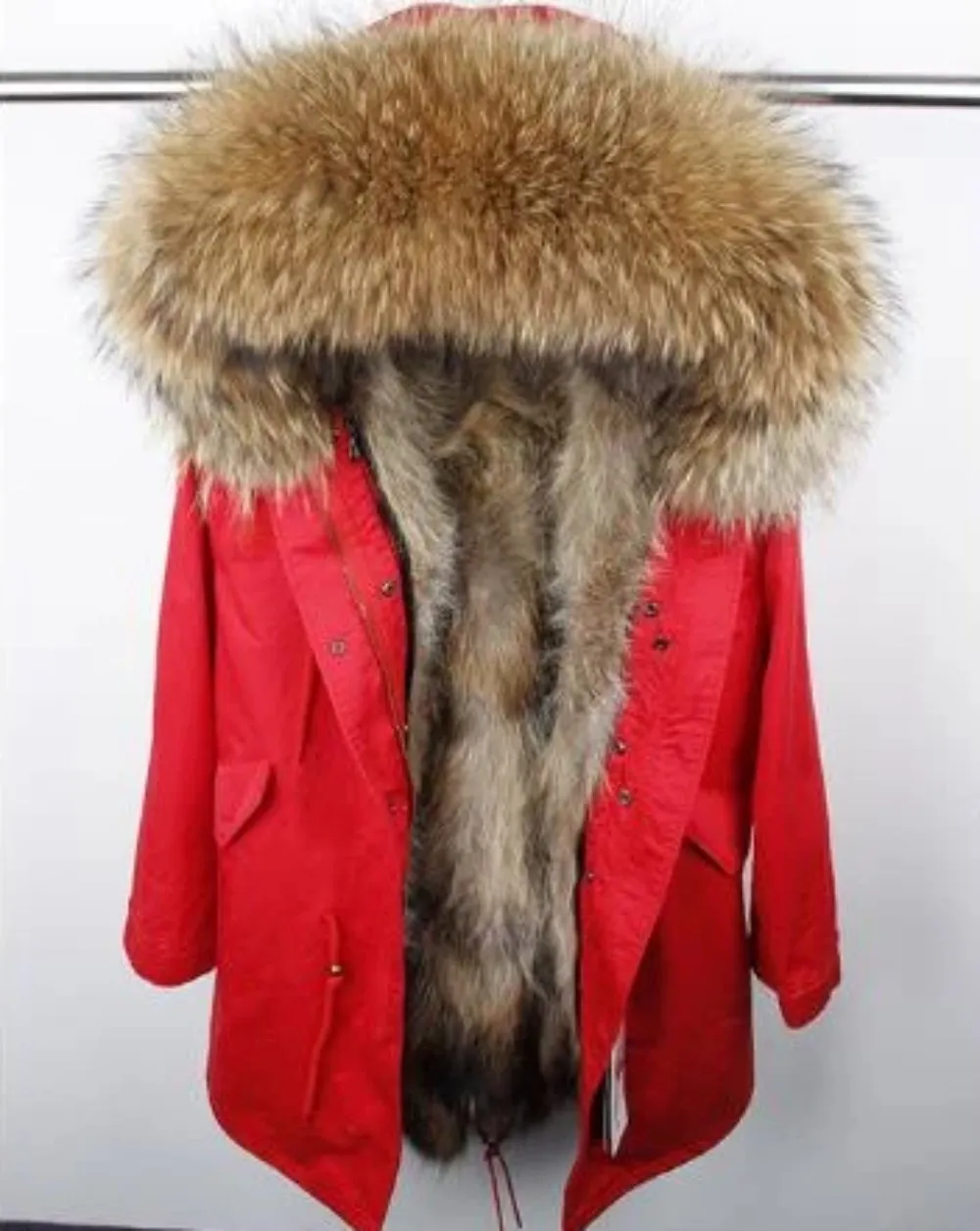 Women's Winter Casual Thick Hooded Long Parka With Raccoon Fur