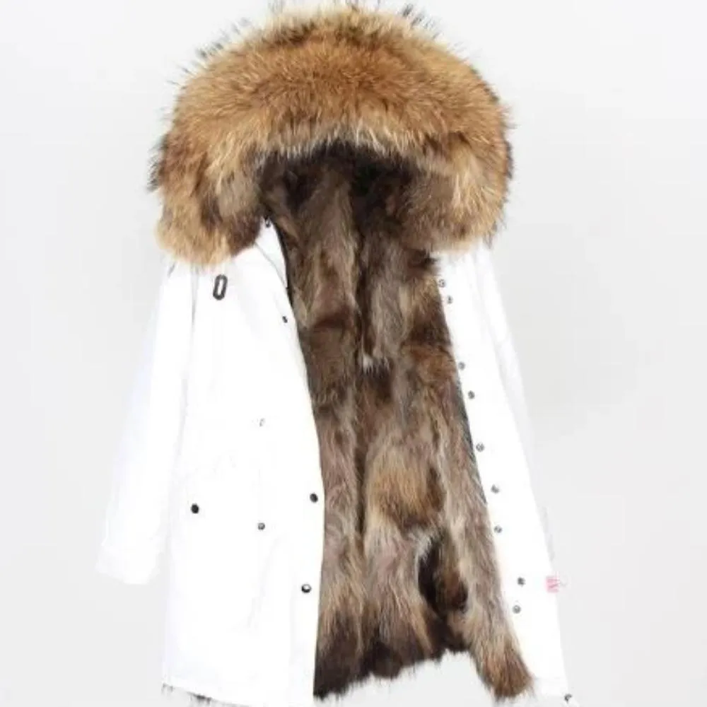 Women's Winter Casual Thick Hooded Long Parka With Raccoon Fur