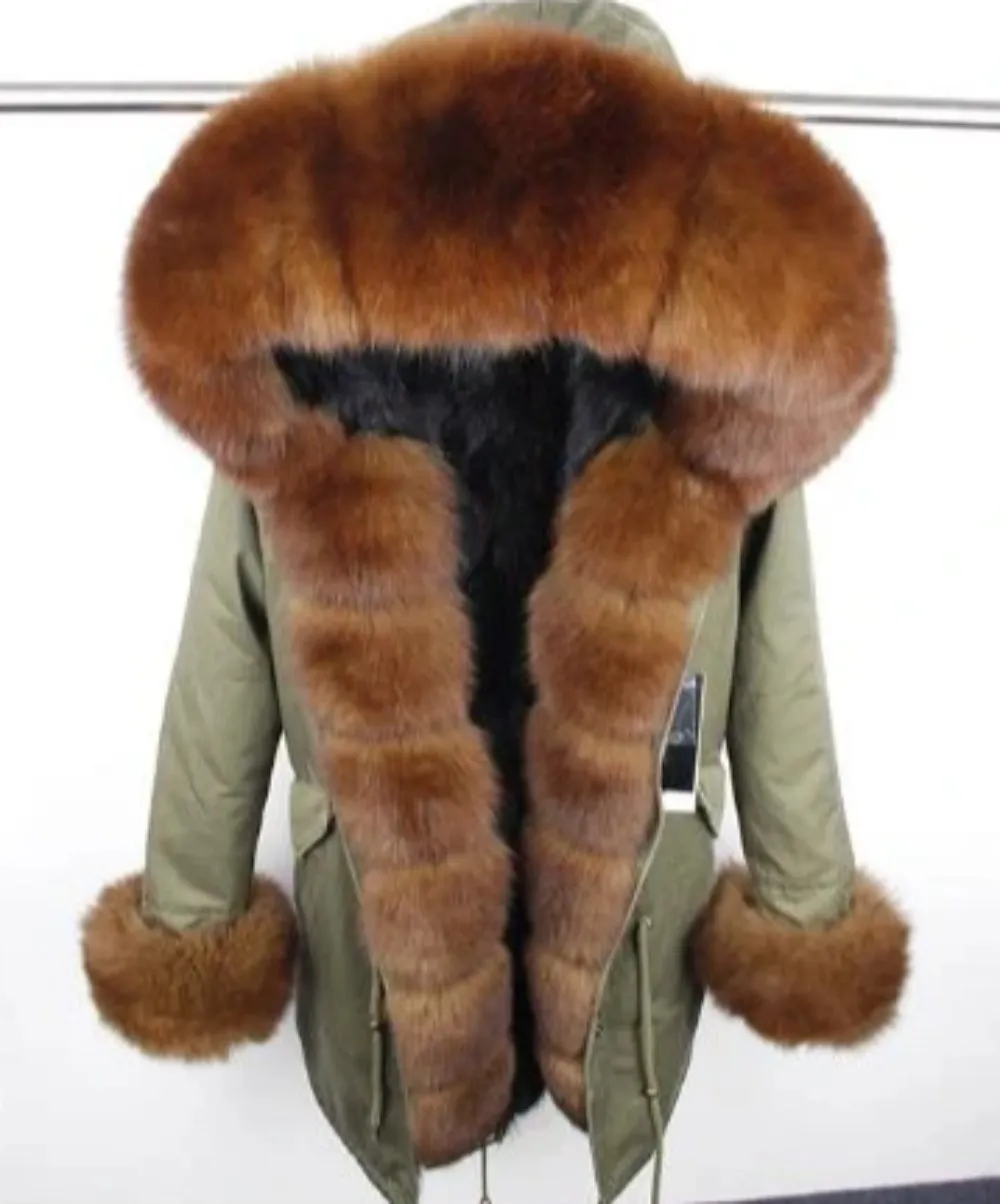 Women's Winter Casual Thick Hooded Long Parka With Raccoon Fur