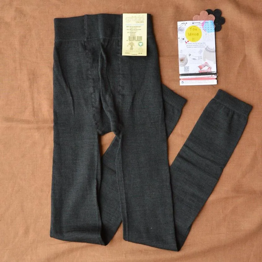 Women's Wool/Cotton Blend Footless Tights/Leggings -Graphite (36/38) *SECONDS/YOU MEND IT!