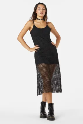 Wounded Wide Mesh Midi Dress