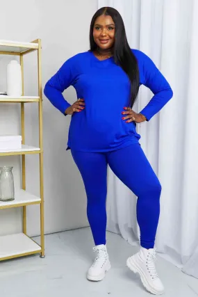 Zenana Ready to Relax Full Size Brushed Microfiber Loungewear Set in Bright Blue