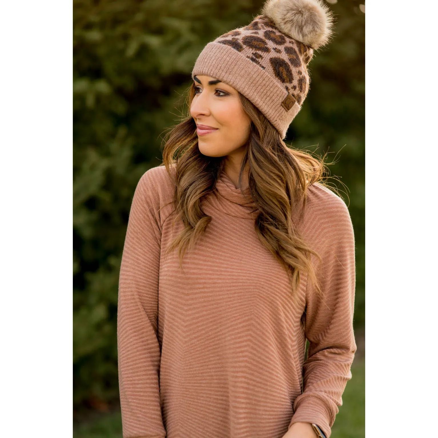 Zig Zag Cowl Neck Long Sleeve Tee