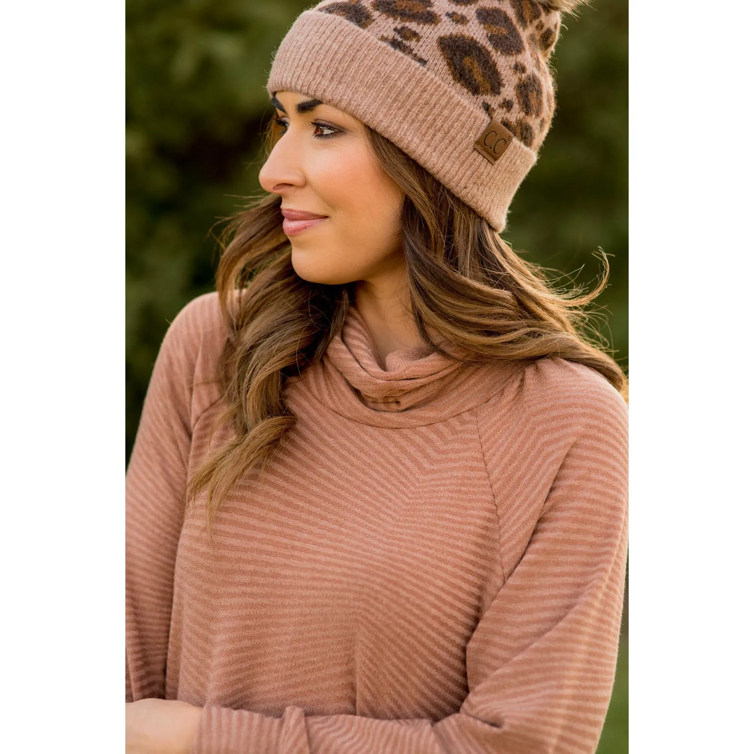 Zig Zag Cowl Neck Long Sleeve Tee