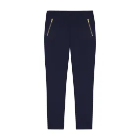 Zipper Tween Pocket Leggings Navy Knit